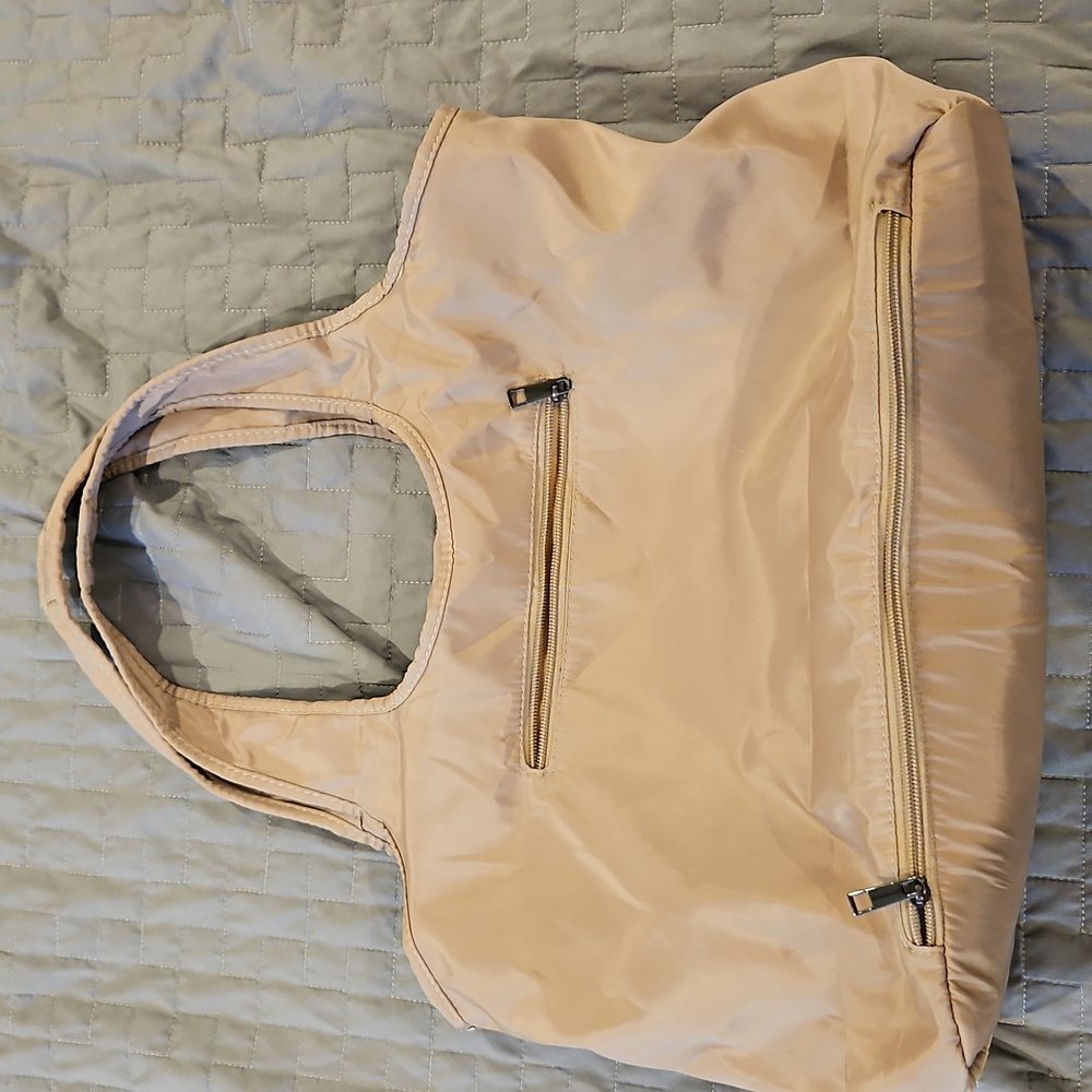Zooeass Tan Nylon Travel Shoulder Bag Tote Gym Bag